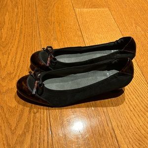 Black suede short heel Stuart Weitzman shoes